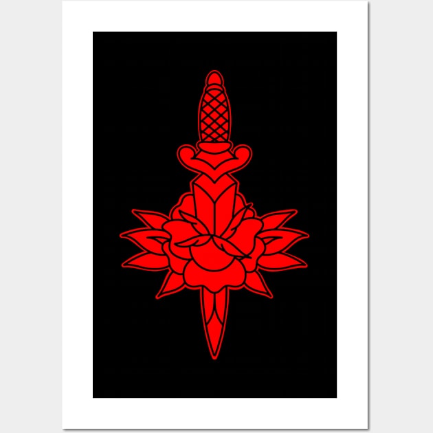 HomeSchoolTattoo Dagger and Rose (RED) Wall Art by HomeSchoolTattoo